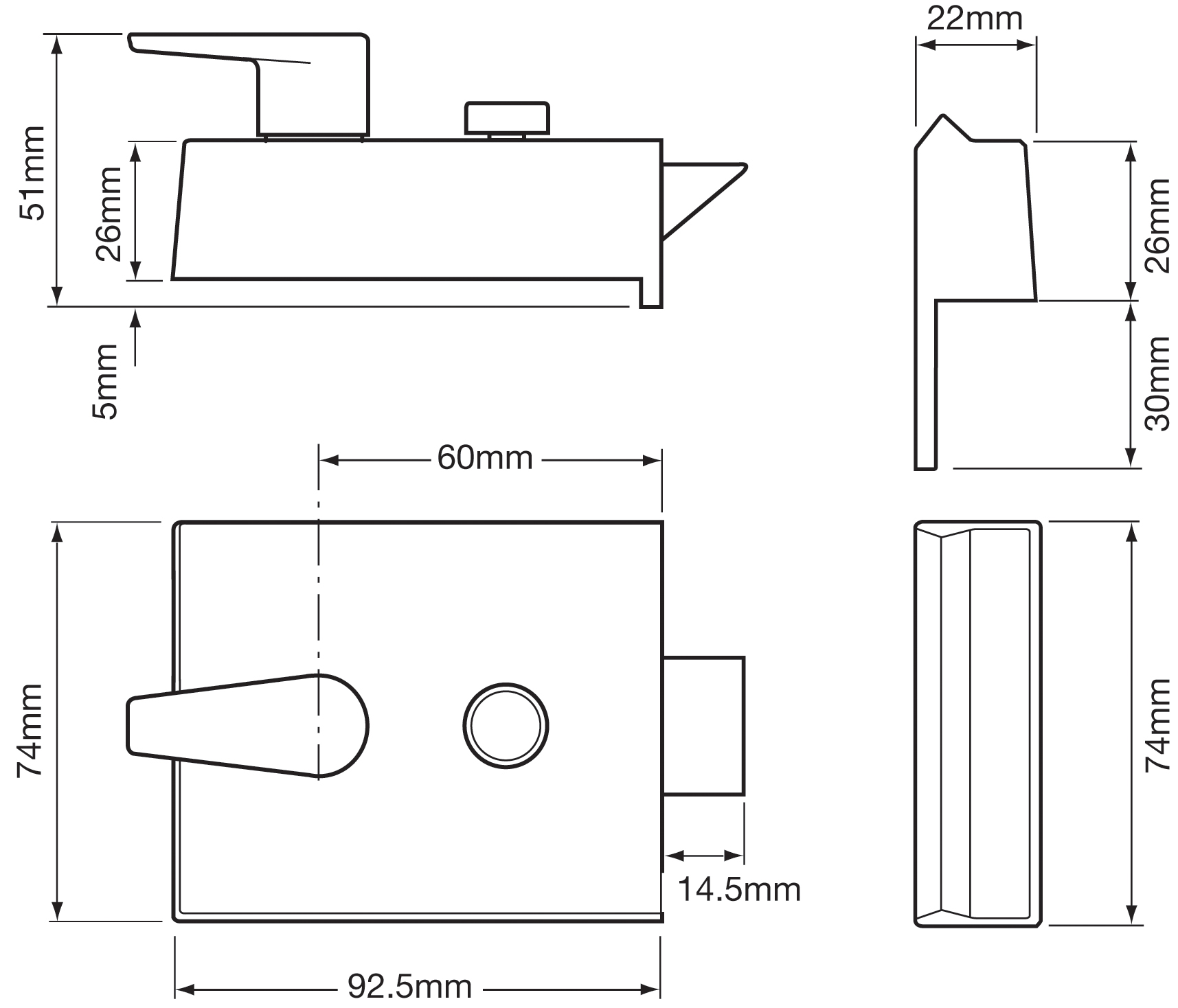 1028 cylinder rim nightlatch 60mm backset - champagne gold | UNION